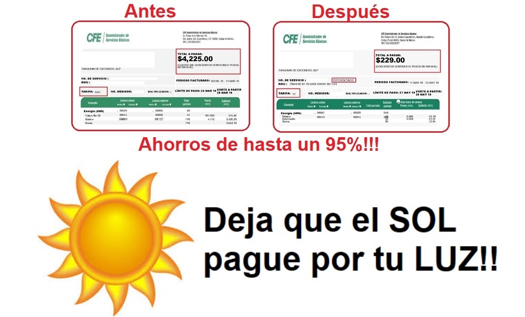 Ahorro en el recibo de luz con paneles solares